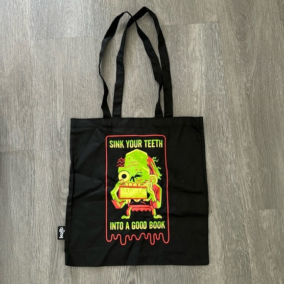 Funky Black Zombie Canvas Book Tote Bag - Picture 1 of 4